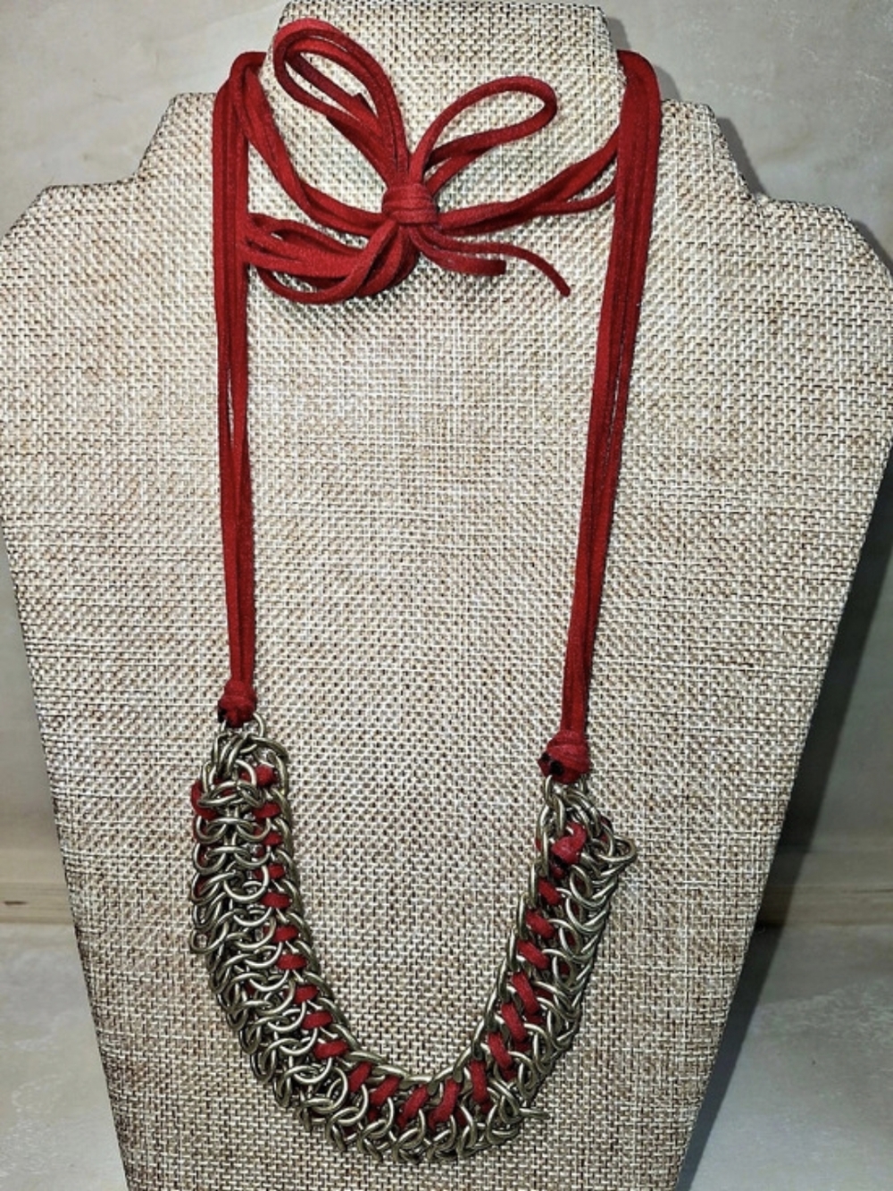 Red & Gold Statement Chain Necklace